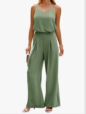 Women's Light Green Wide-Leg Set